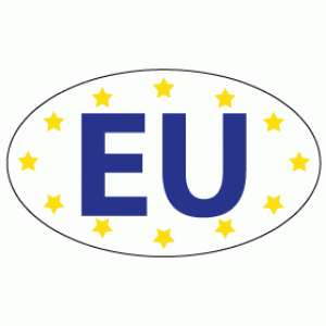 Sticker auto alb cu EU